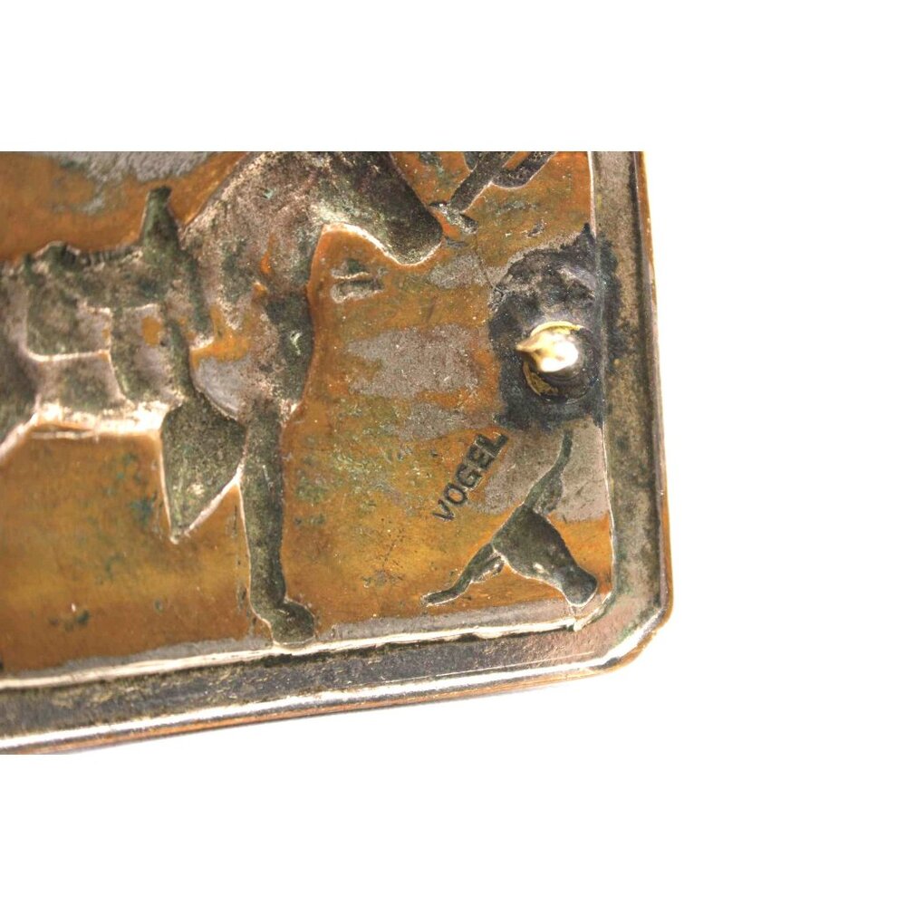 Vogel Western Horse Rodeo Belt Buckle Brass Metal Vintage Rancher Original 3x2" - Picture 4 of 8